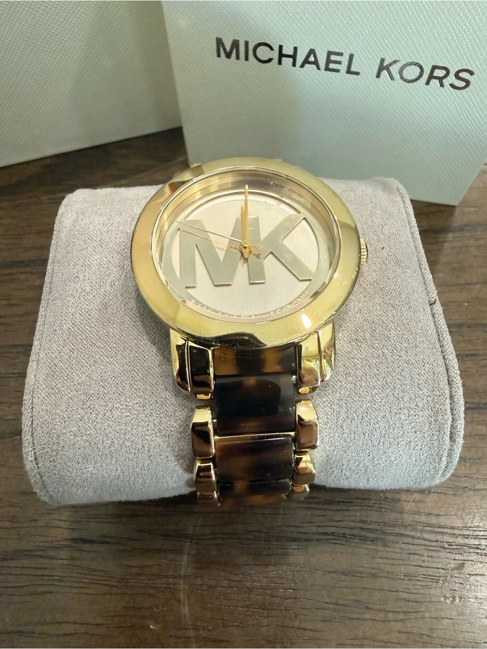 Michael Kors Women's Gold and Tortoiseshell Logo Bracelet Watch